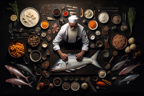 Knolling of a Fish Chef
